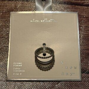 A New Day Silver Collection Stackable Rings Size 8 New Cubic Zirconia Plated